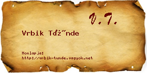 Vrbik Tünde névjegykártya